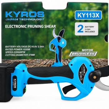 KYROS Ηλεκτρικό Ψαλίδι Κλαδέματος με 2 Μπαταρίες & Μέγιστη Διάμετρο Κοπής 37mm