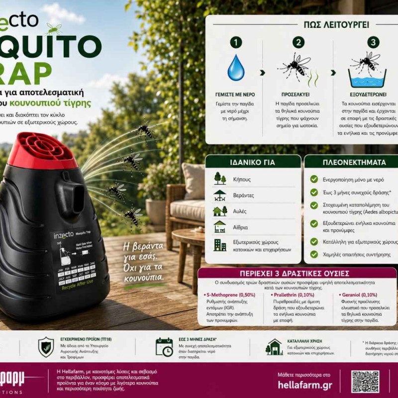 Παγίδα Κουνουπιών Εξωτερικού Χώρου Inzecto Mosquito Trap  – Η έξυπνη παγίδα